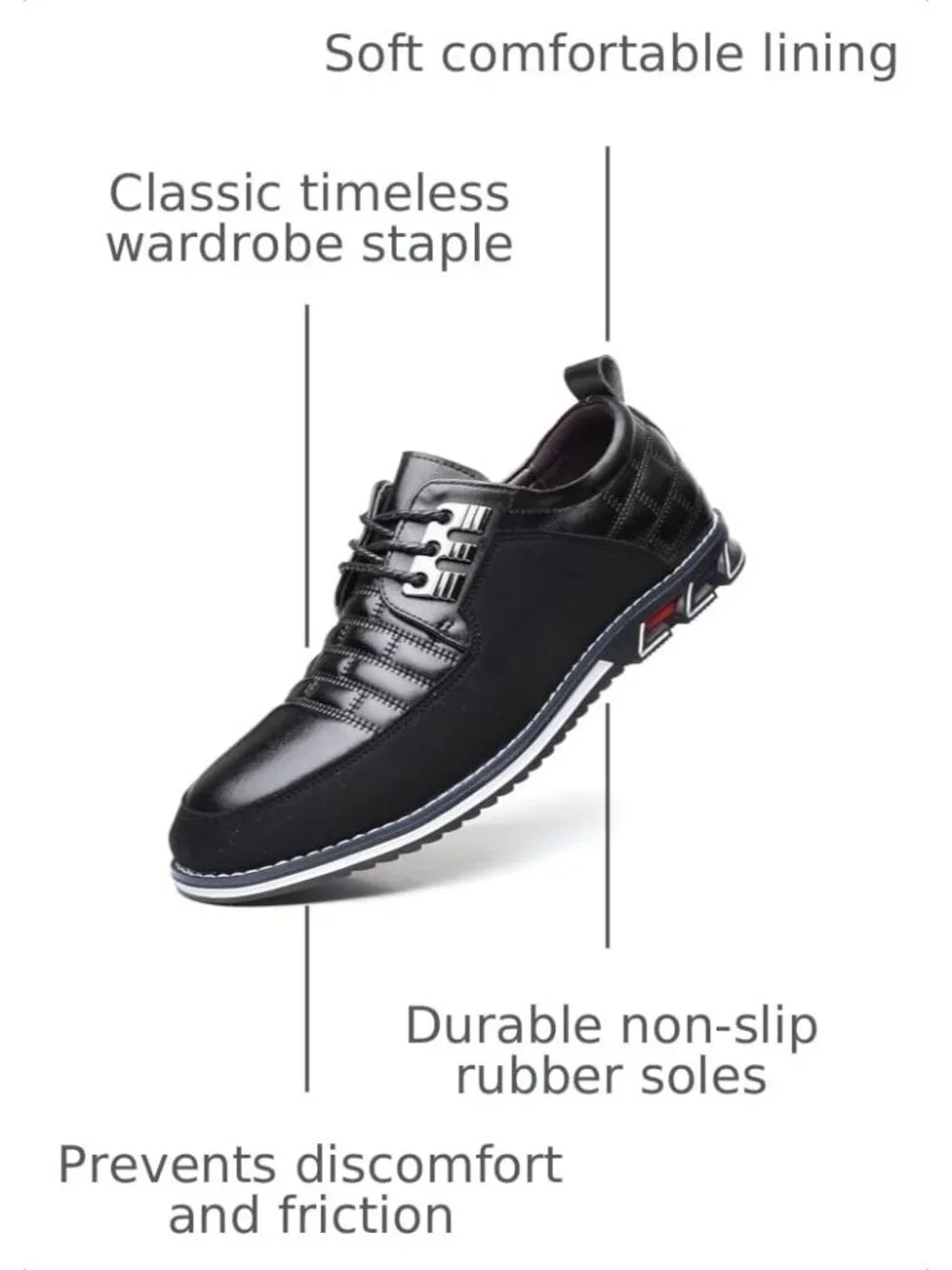 Men's Black Grid Textured Lace-Up Two-tone Flexible Derby Oxfords Dress Sneaker